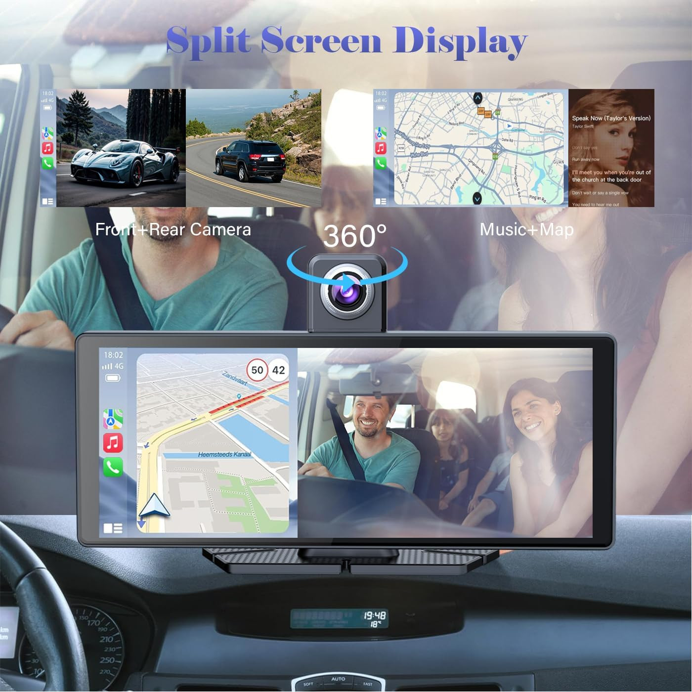 10.26″ Wireless Portable Carplay Screen Carplay & Android Auto Car Stereo 360 Ro
