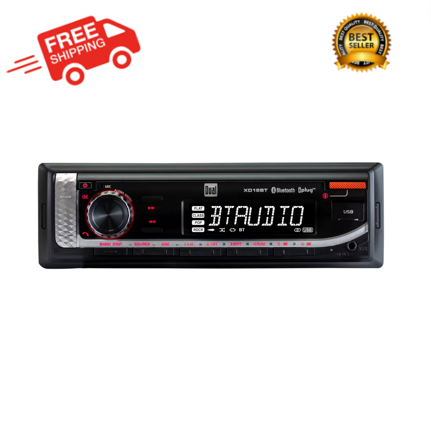 Dual XD18BT Single DIN Car Stereo Bluetooth USB AM FM MP3 Receiver