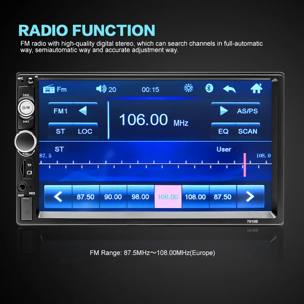 New 2Din car radio car stereo 7″ touch screen MP5 player FM mirror link player,