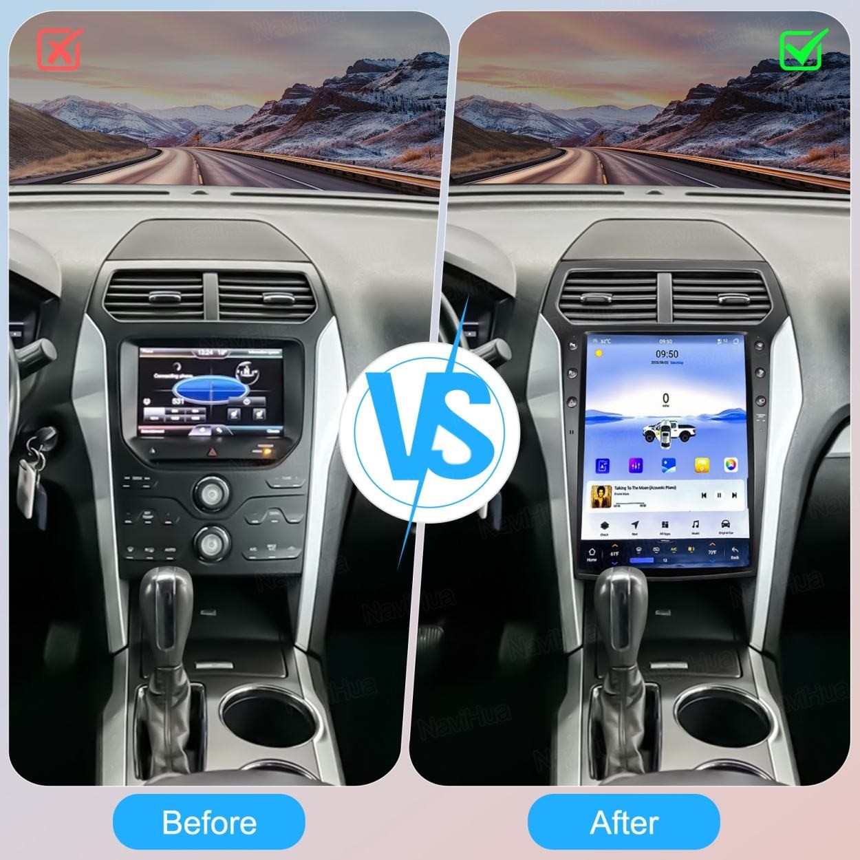 13.8″ Car Radio Stereo GPS Navigation Android 4+64G For Ford Explorer 2011-2019