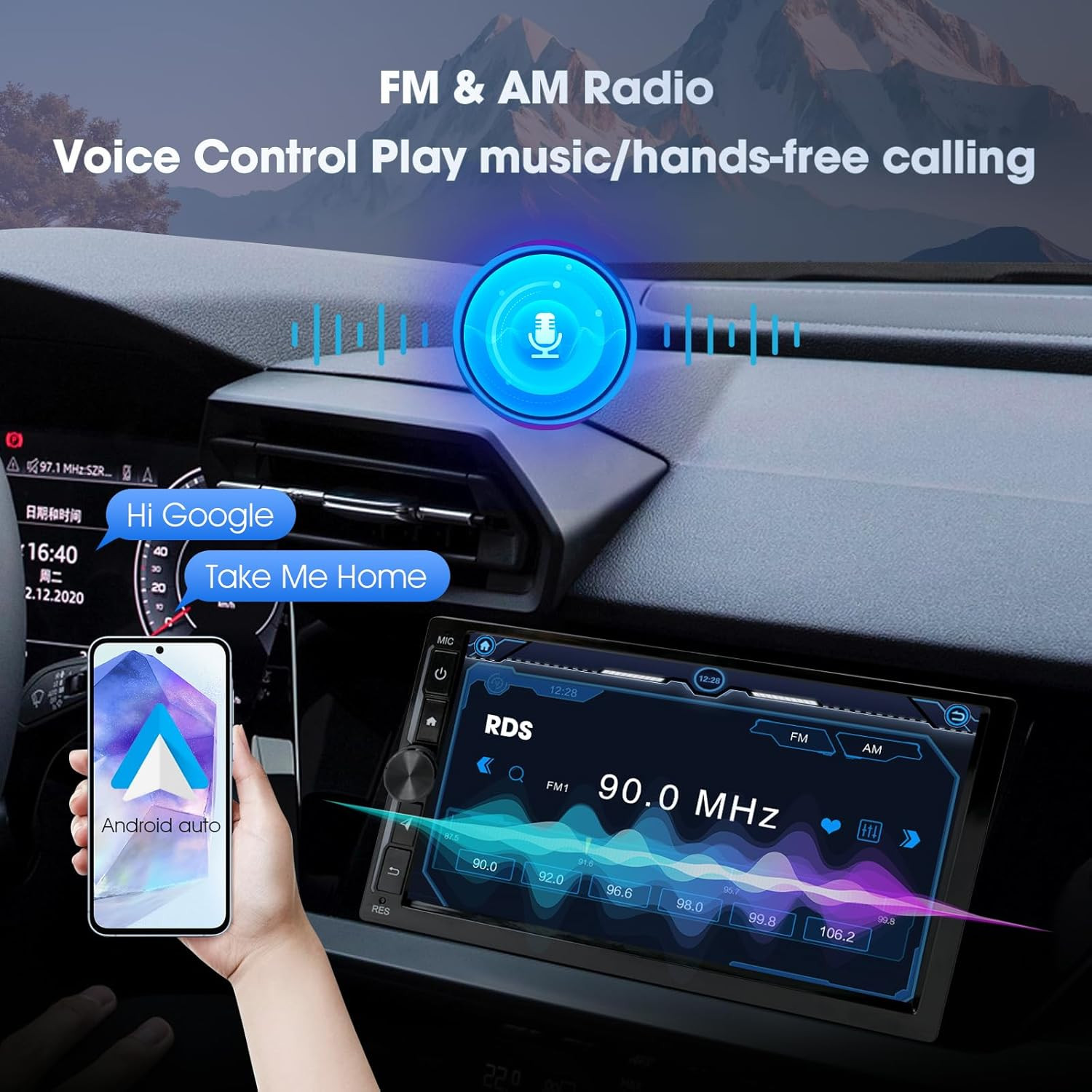 7 Inch Knobs Wireless Apple Carplay Screen for Car,Double Din Car Stereo,2+32Gb