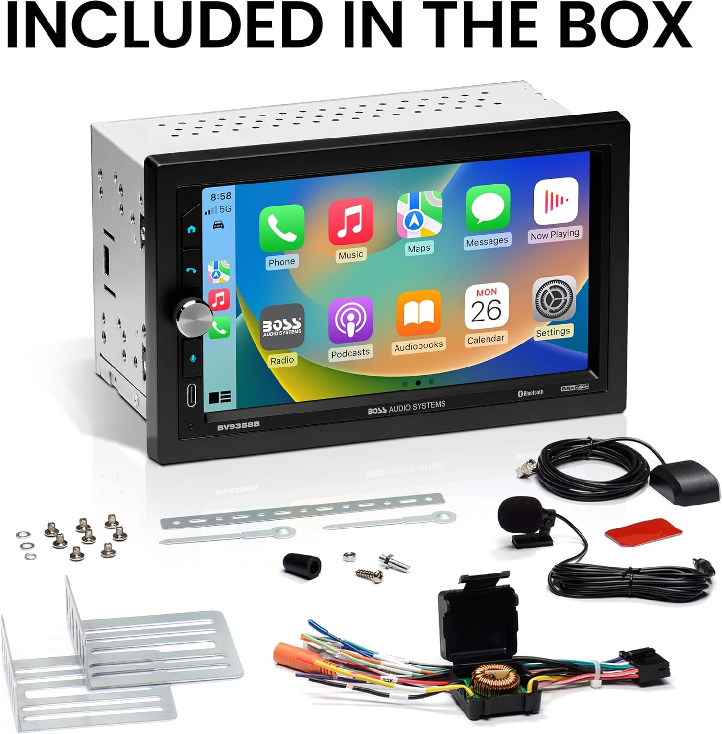 BV9358B Car Stereo – Wireless Carplay Android Auto, Double Din, 7 Inch Touchscre