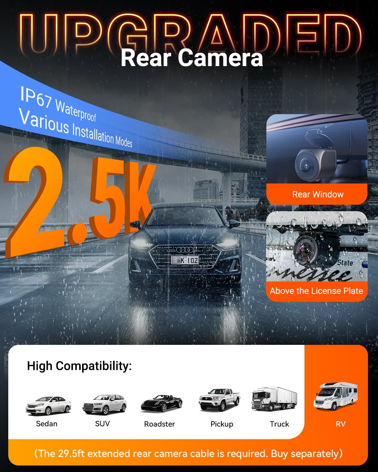 Vantrue N4S 3-Channel 2.7K+1440P WiFi Dash Cam Front Inside Rear GPS IR Night Vi