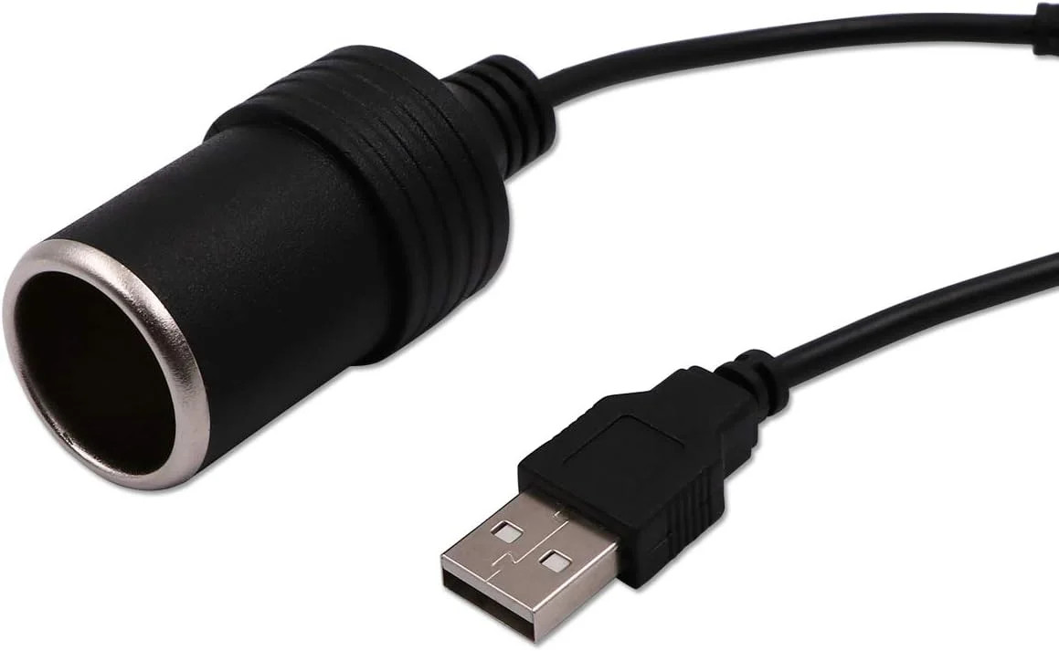 USB A Male to 12V Car Cigarette Lighter Socket Female Converter Cable 2-Pack ..
