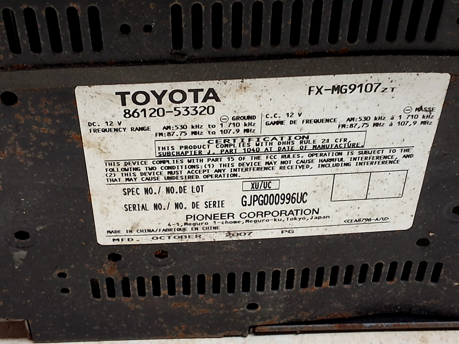 06 07 08 Lexus IS250 IS350 AM FM XM CD radio receiver 86120-53320 OEM