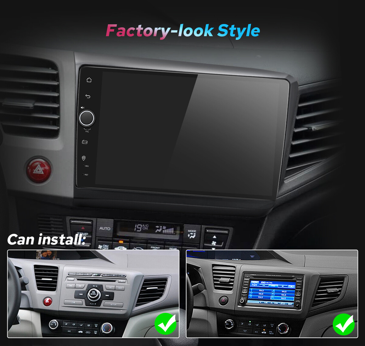 JOYING Android 12 Car Stereo Plug & Play for Honda Civic 2012 LX Si (Left Drive)