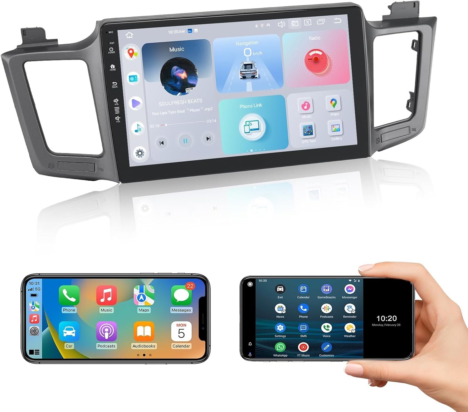 Roadanvi 10.2″ Radio for Toyota RAV4 2013-2018 Apple Carplay Android 12 Car GPS