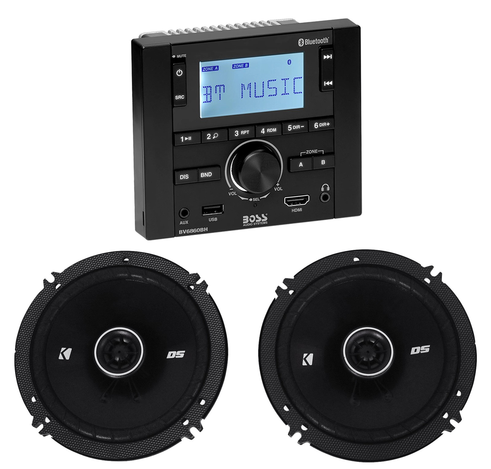 Boss Audio BV6860BH Mobile Home RV Digital Media Stereo+(2) Kicker 6.5″ Speakers