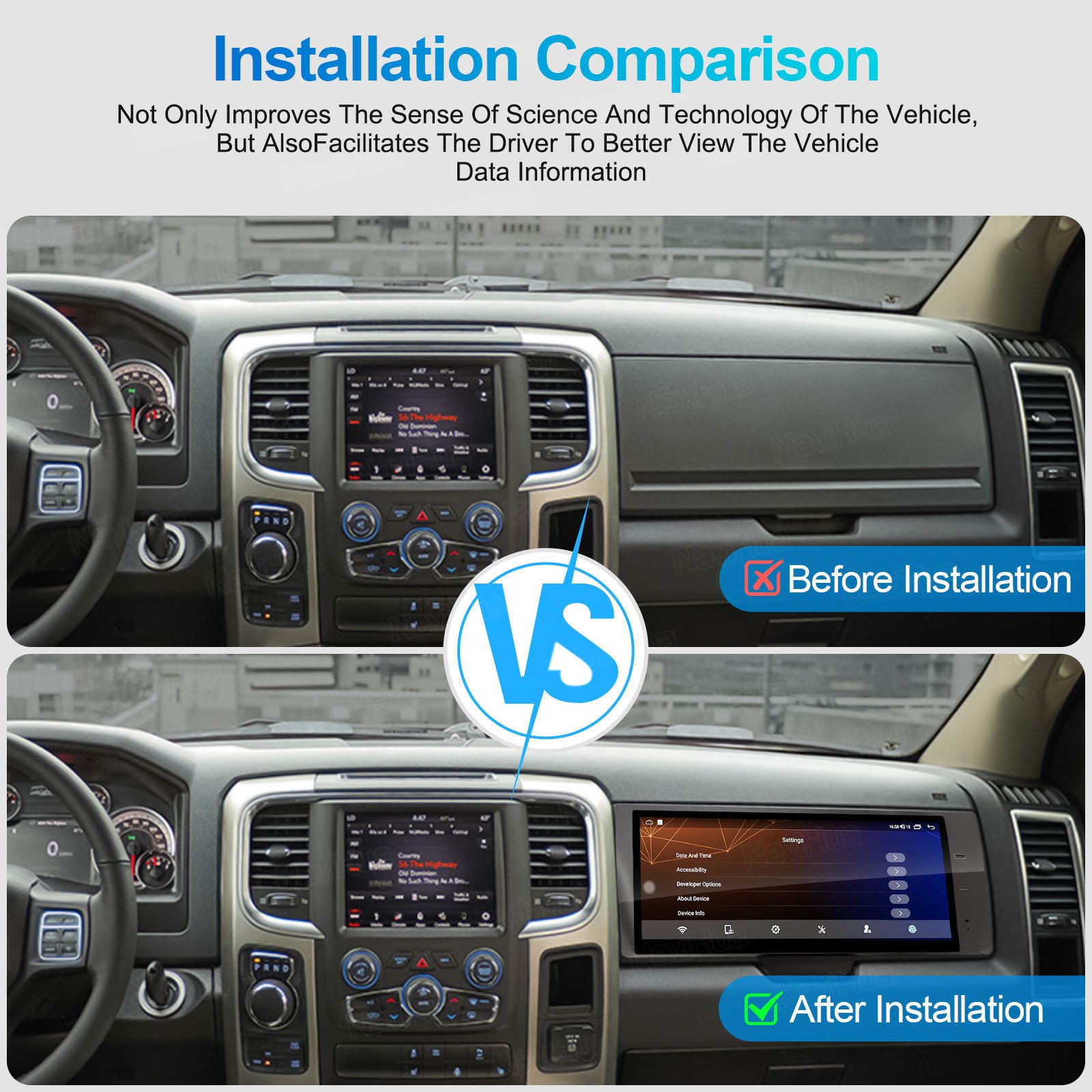 17″ For Dodge RAM Car Passenger Copilot Entertainment Display System 4+64GB