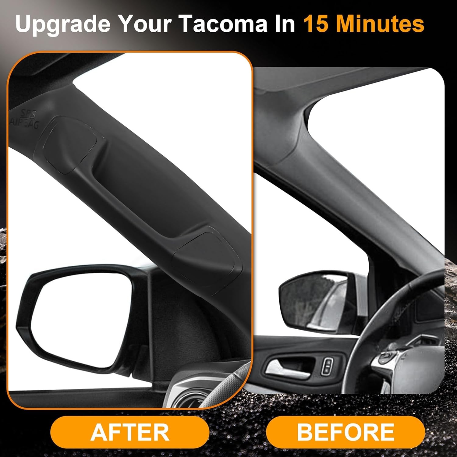 Driver Side A-Pillar Grab Handle for Toyota Tacoma 3rd Gen. SR5 2016-2023 Black