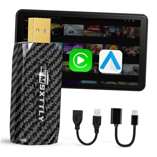 Mini 3in1 Stream CarPlay Android Auto Wireless Adapter, Support BlackGrey