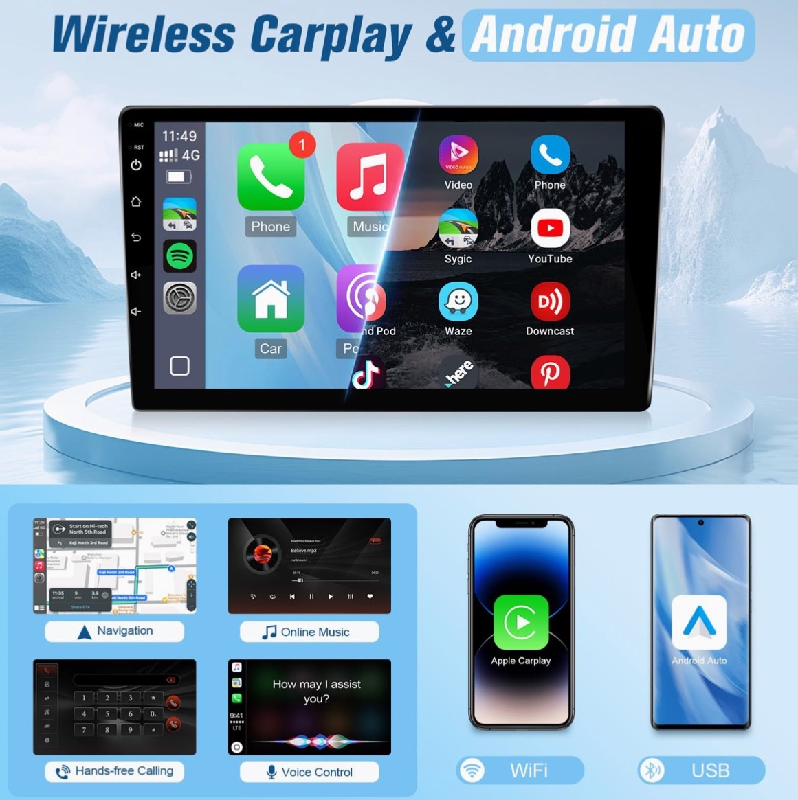 Upgrade Android 12 Car Stereo for Toyota Tundra 2007-2013 Toyota Sequoia 2008-20