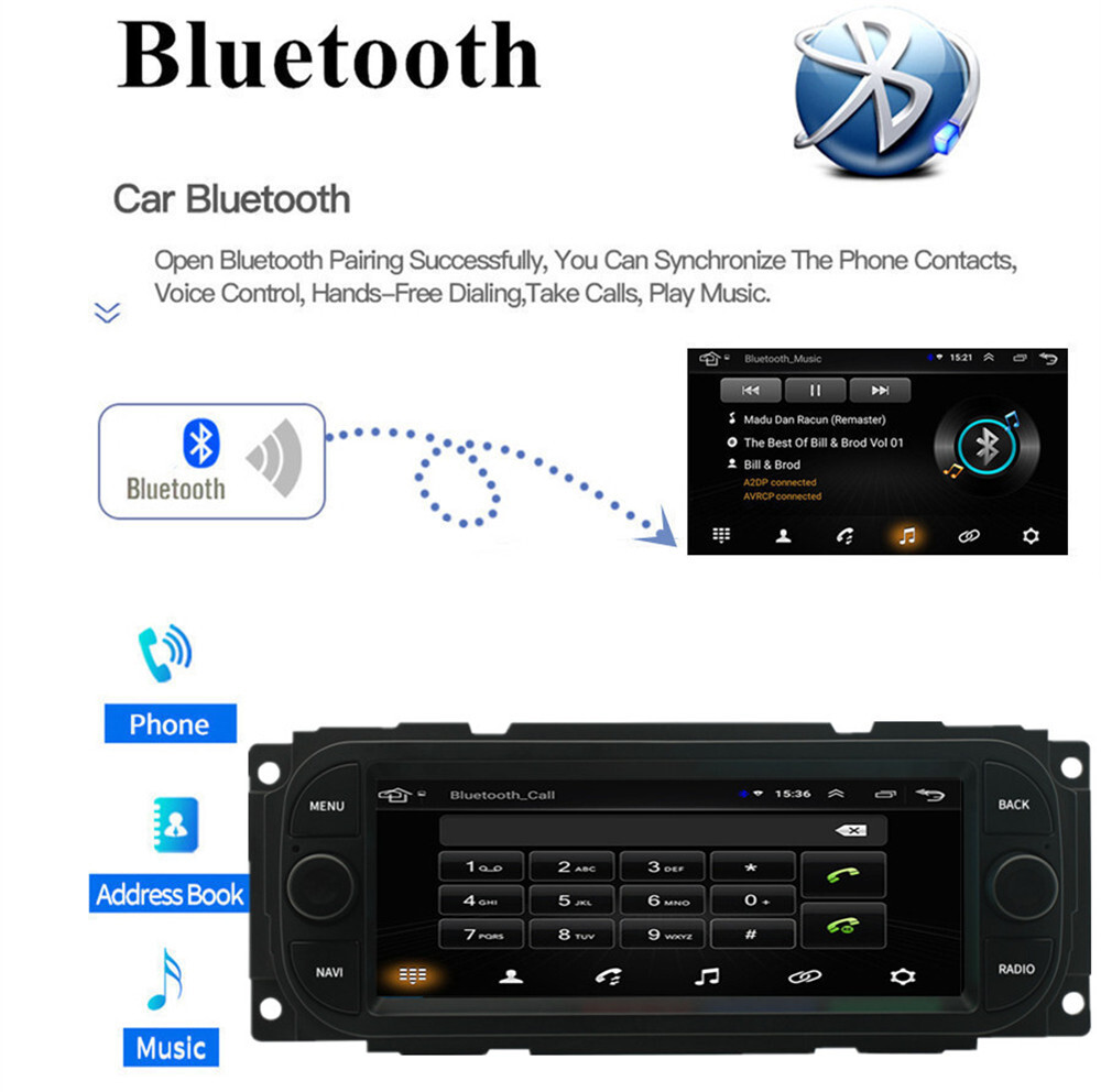 1 Din Car Stereo Radio BT Head Unit W/Cam Fit For Dodge Caravan/Dakota 2001-2004