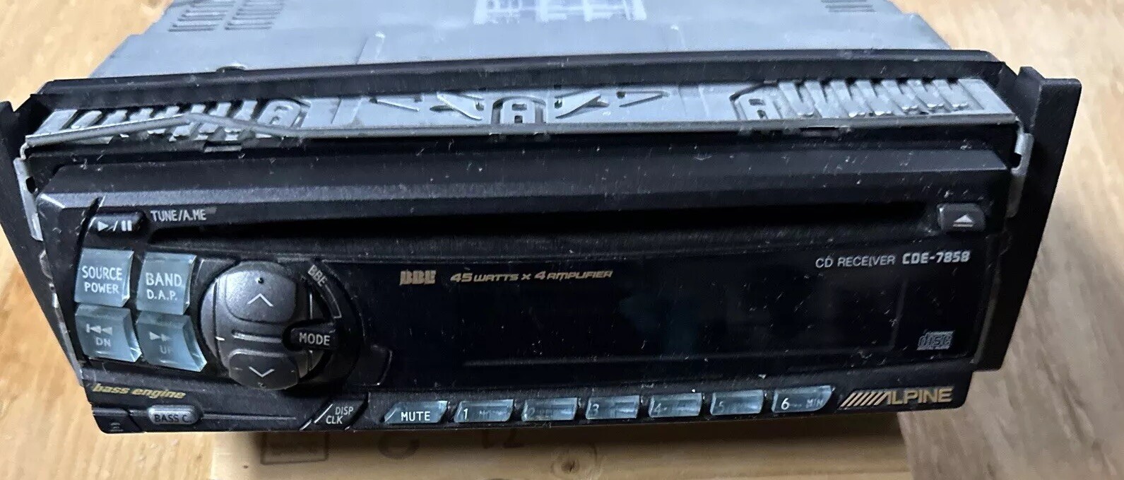 Alpine Car Radio CD Player Vintage CDE-7858 Radio / Harness / Cage As Is
