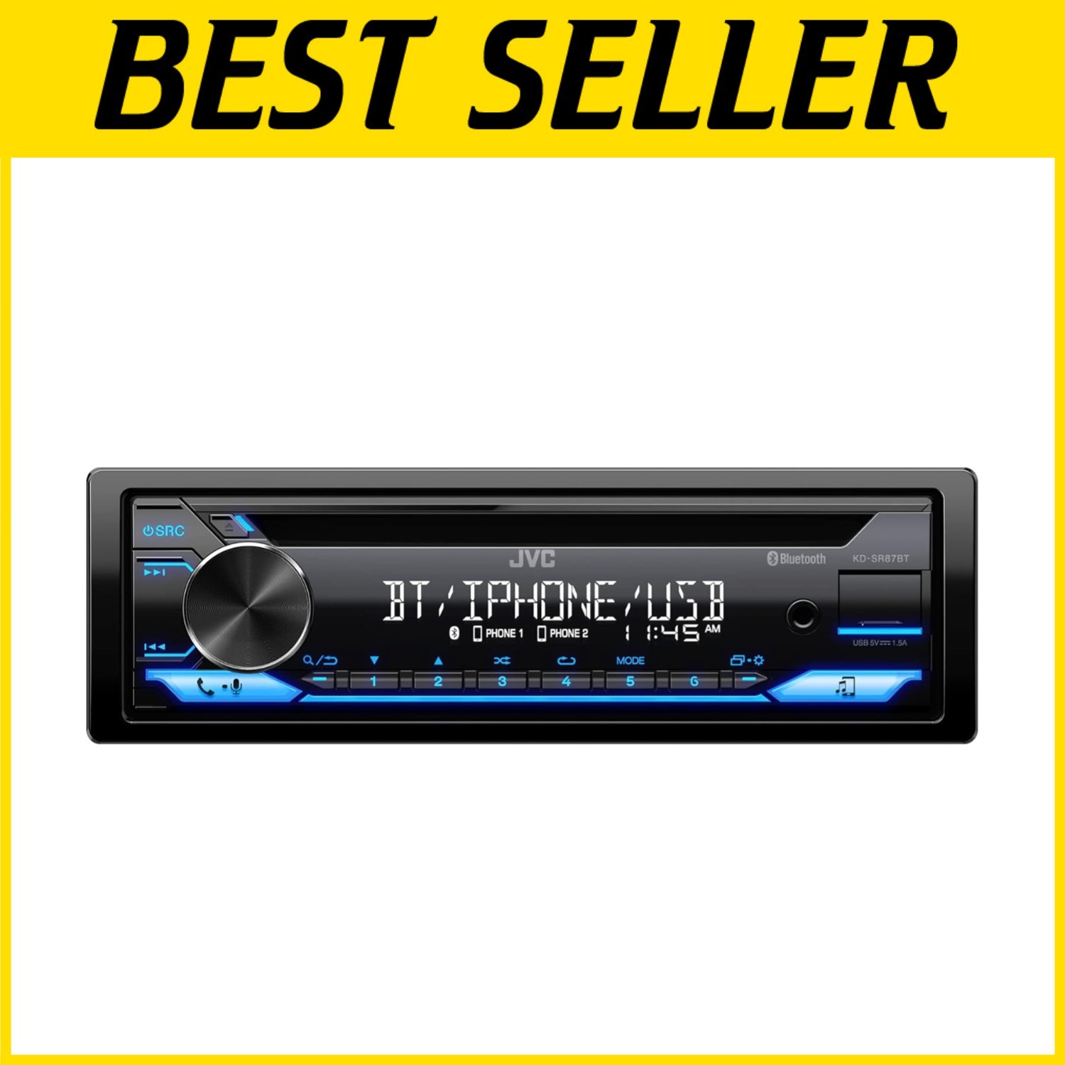 Bluetooth Single DIN Car Stereo – M*P3 Player, 13-Band EQ