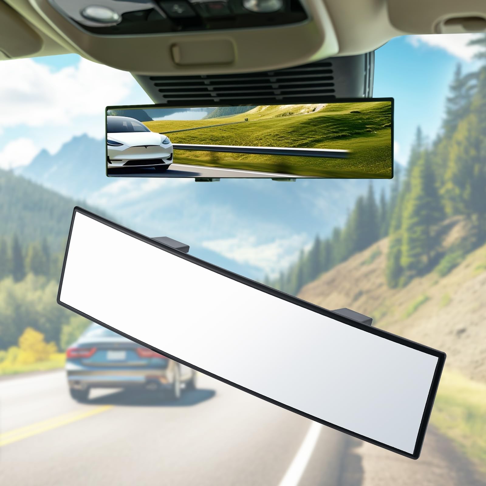 Rear View Mirror Interior Clip On Wide Angle Panoramic Car Accessory