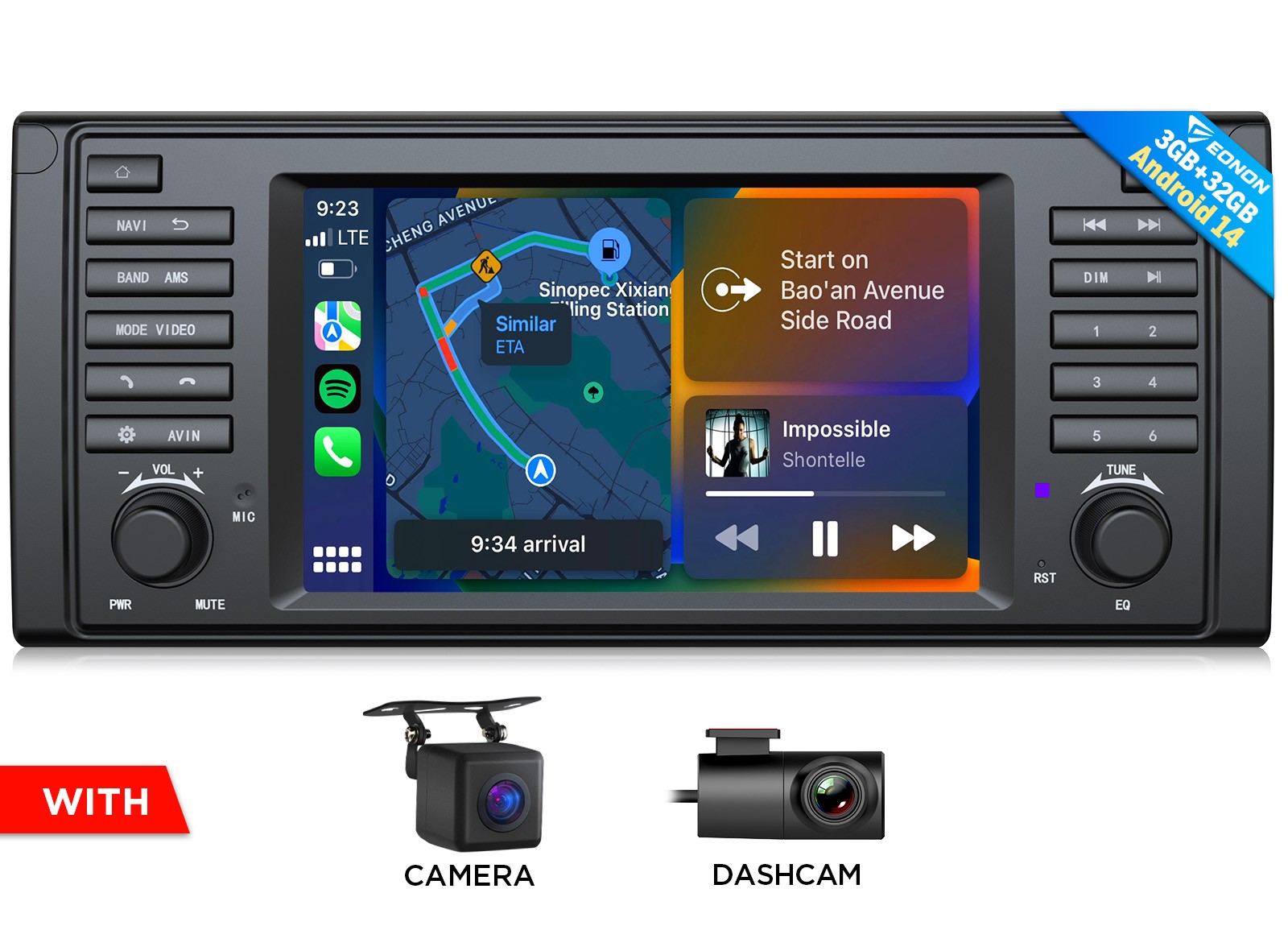 7″ IPS For BMW E39 Apple CarPlay Android 14 Car Stereo GPS Sat Nav Radio DSP DVR