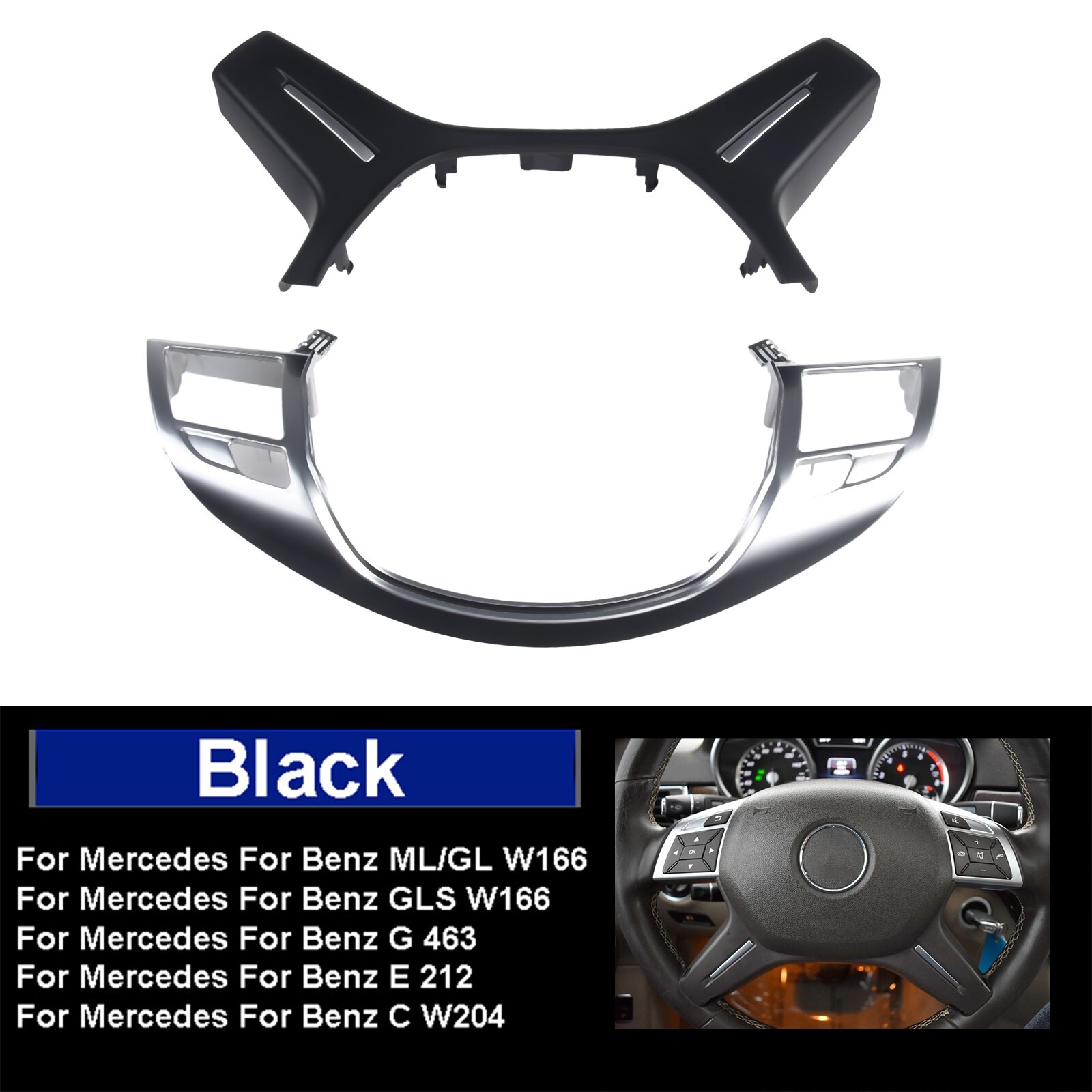 For Mercedes ML GL GLS W166 W204 W212 Car Steering Wheel Center/Bezel Cover Trim