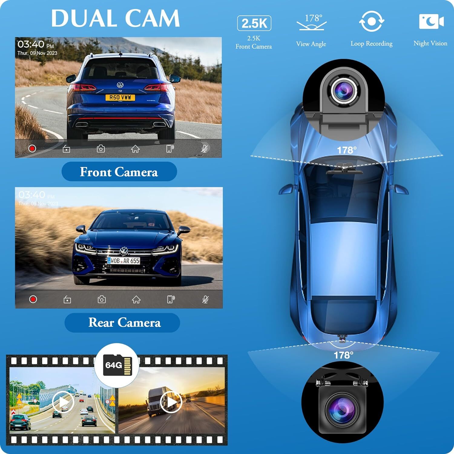 Carpuride 9”Wireless Apple Carplay Android Auto Touch Car Screen With Dash Cam