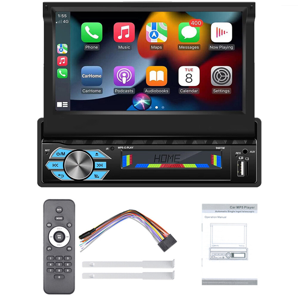 7″ Single 1 DIN Car Radio Stereo Carplay Touch Screen Flip out Player Bluetooth