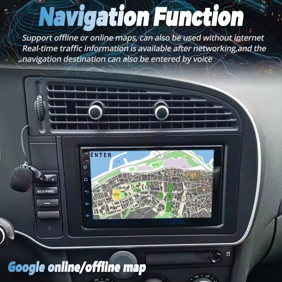 7″Android 15 Car Stereo Apple CarPlay GPS OEM Flush Fit For Saab 9-3 2007-2011