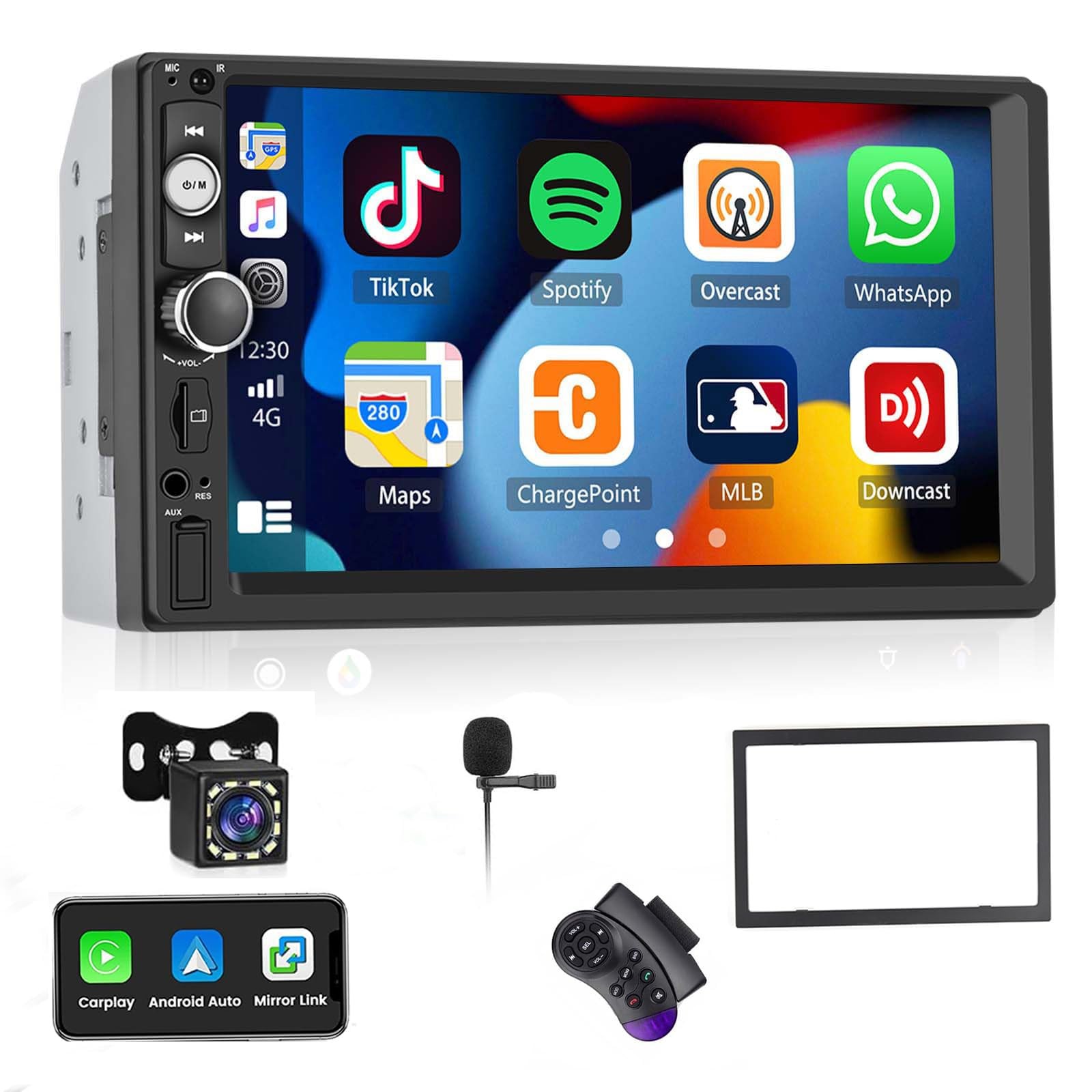Double Din A-pple CarPlay Car Stereo with Carplay Android Auto,Bluetooth,7″ H…