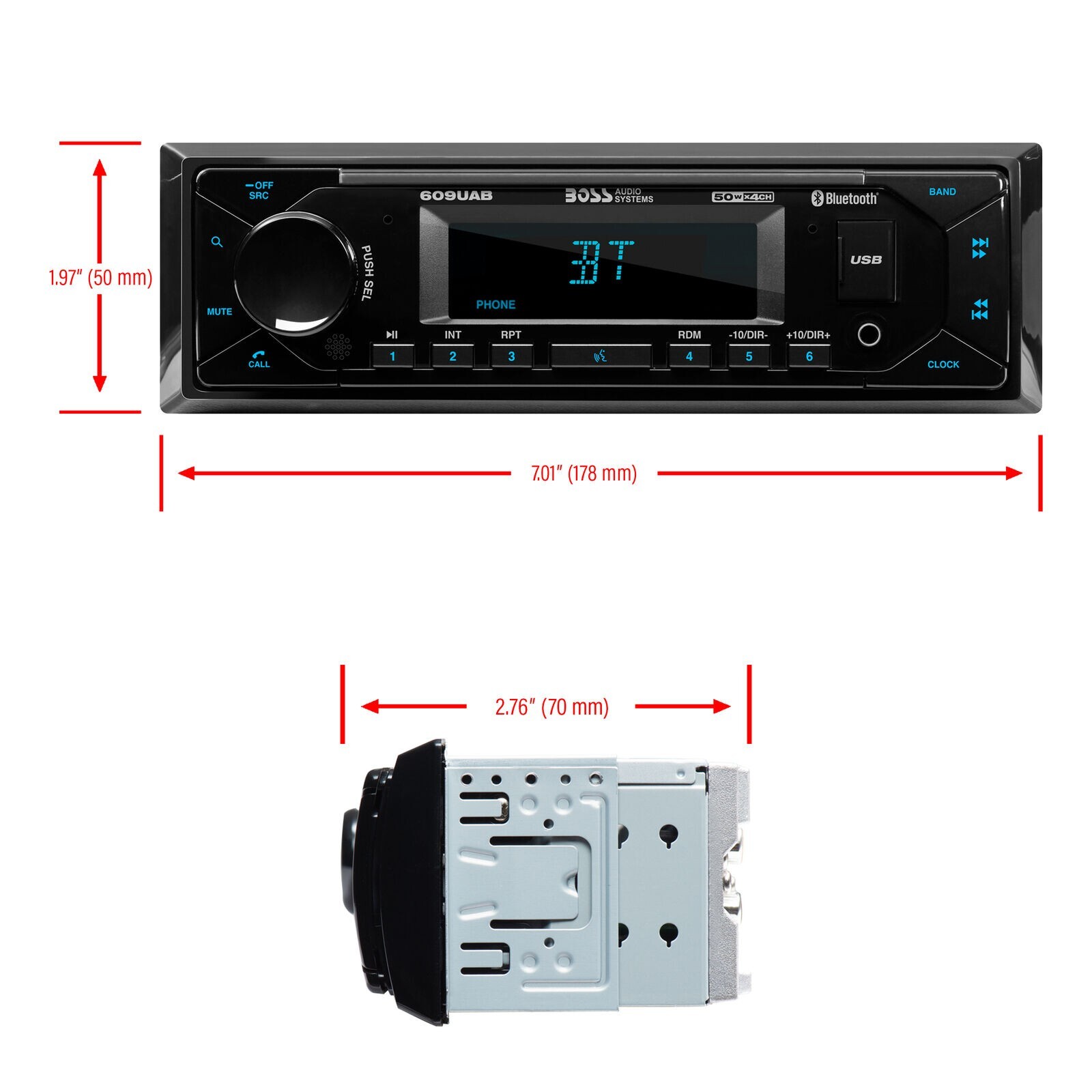 BOSS Audio Systems 609UAB Multimedia Car Stereo – Single Din, Bluetooth Audio