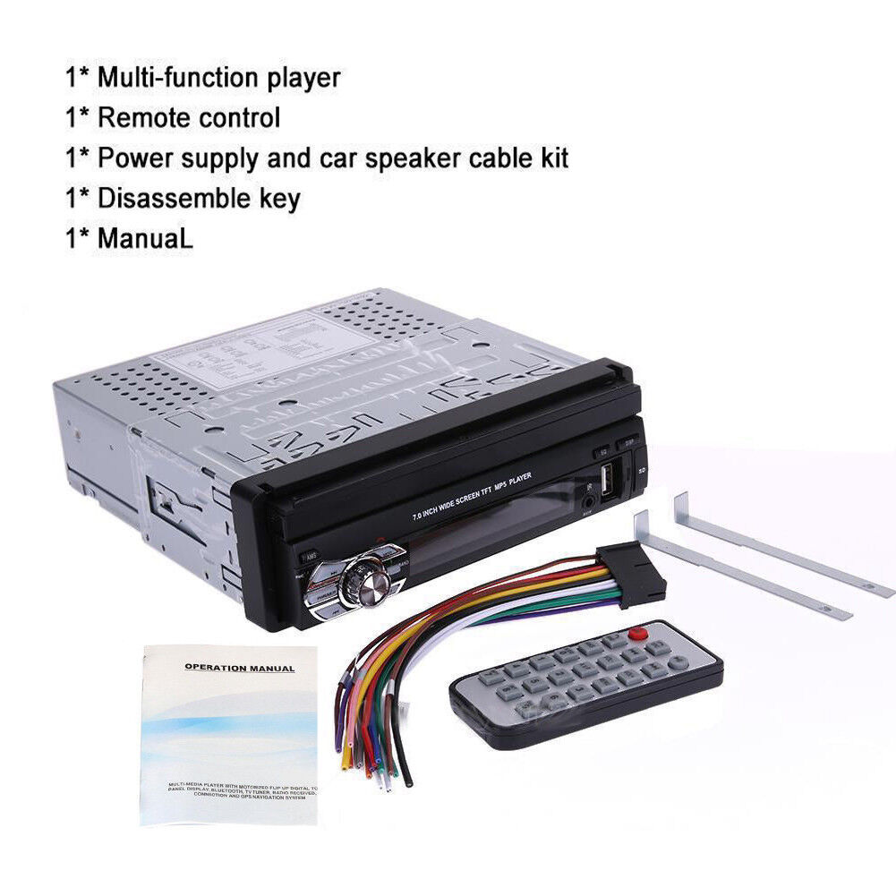 7″ Single 1 DIN Car Radio Stereo Flip out Touch Screen Bluetooth MP5 Player Unit