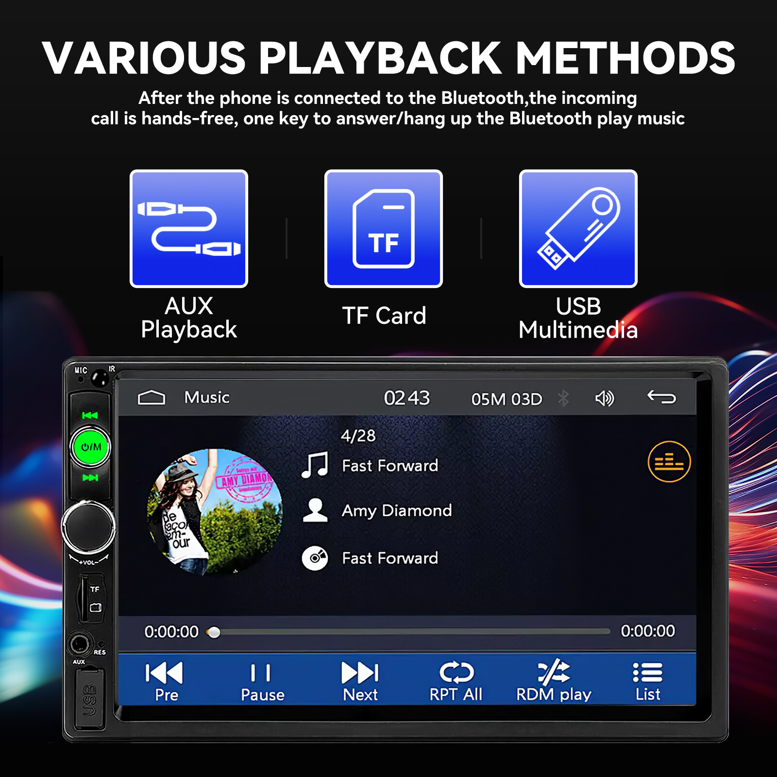 Single 1/2 Din Touch Screen Stereo Bluetooth Radio Car Apple/Android Carplay GPS