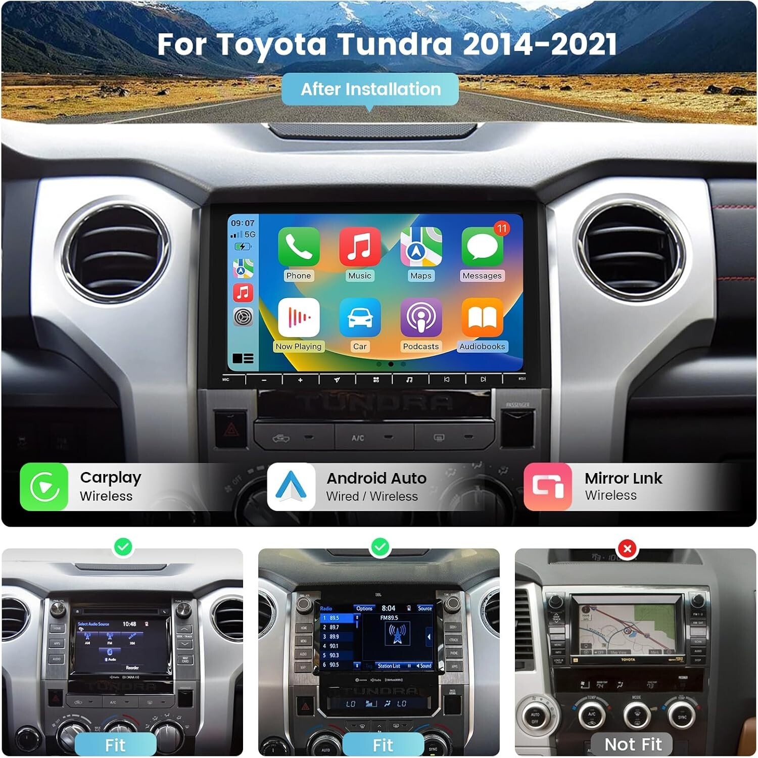 Roadanvi 10.2″ Car Stereo for Toyota Tundra 2014-2021 GPS CarPlay Navigation