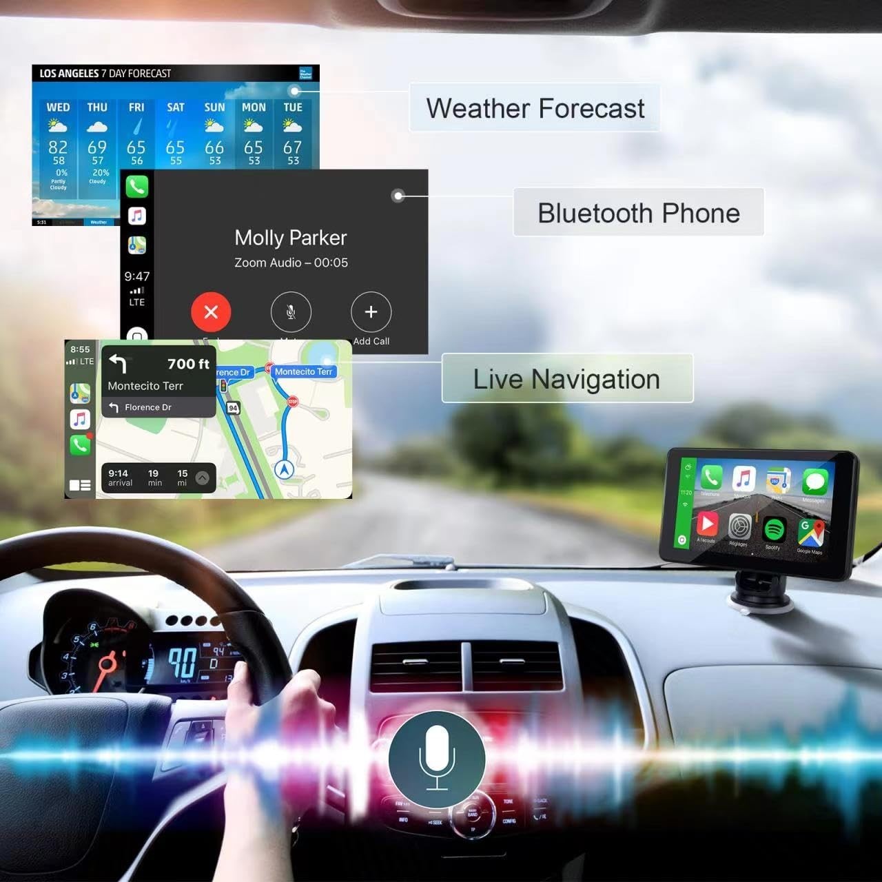 7″ HD Wireless CarPlay & Android Auto Stereo, Backup Camera, GPS, Voice Control