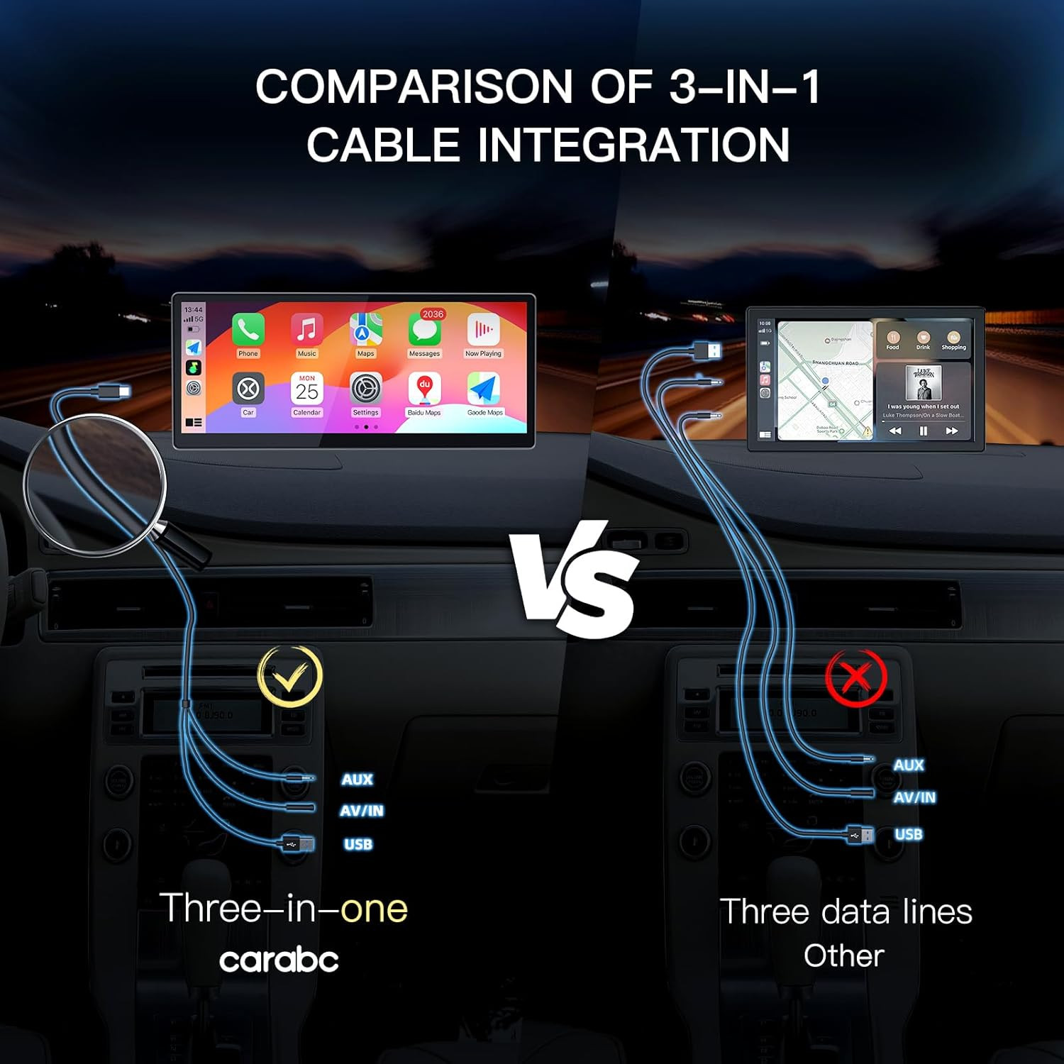 Wireless Carplay Screen for Car, 8.9” Portable Carplay & Android Auto Touchscre