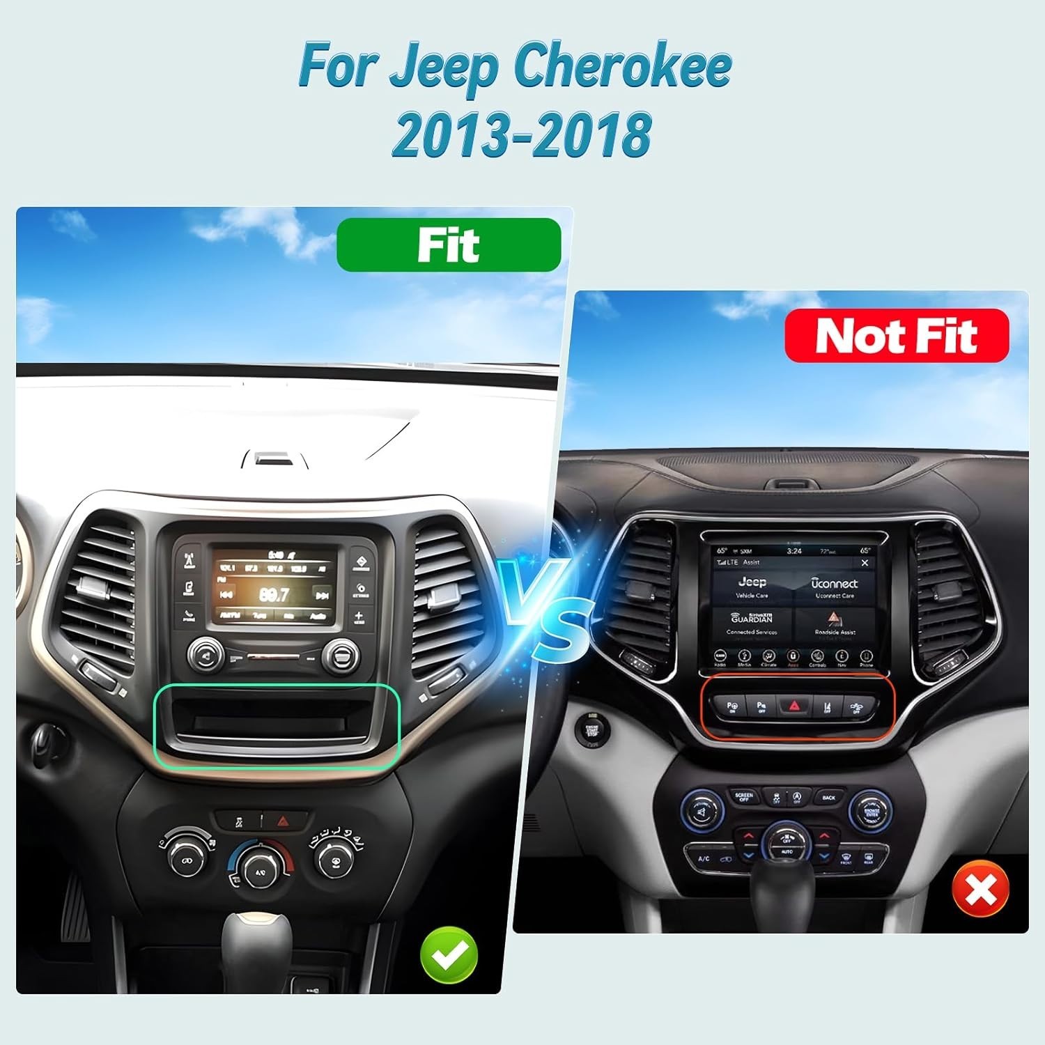 10.1″ 4+64G Android Auto Carplay Stereo for Jeep Cherokee 2013-2018; Free Camera