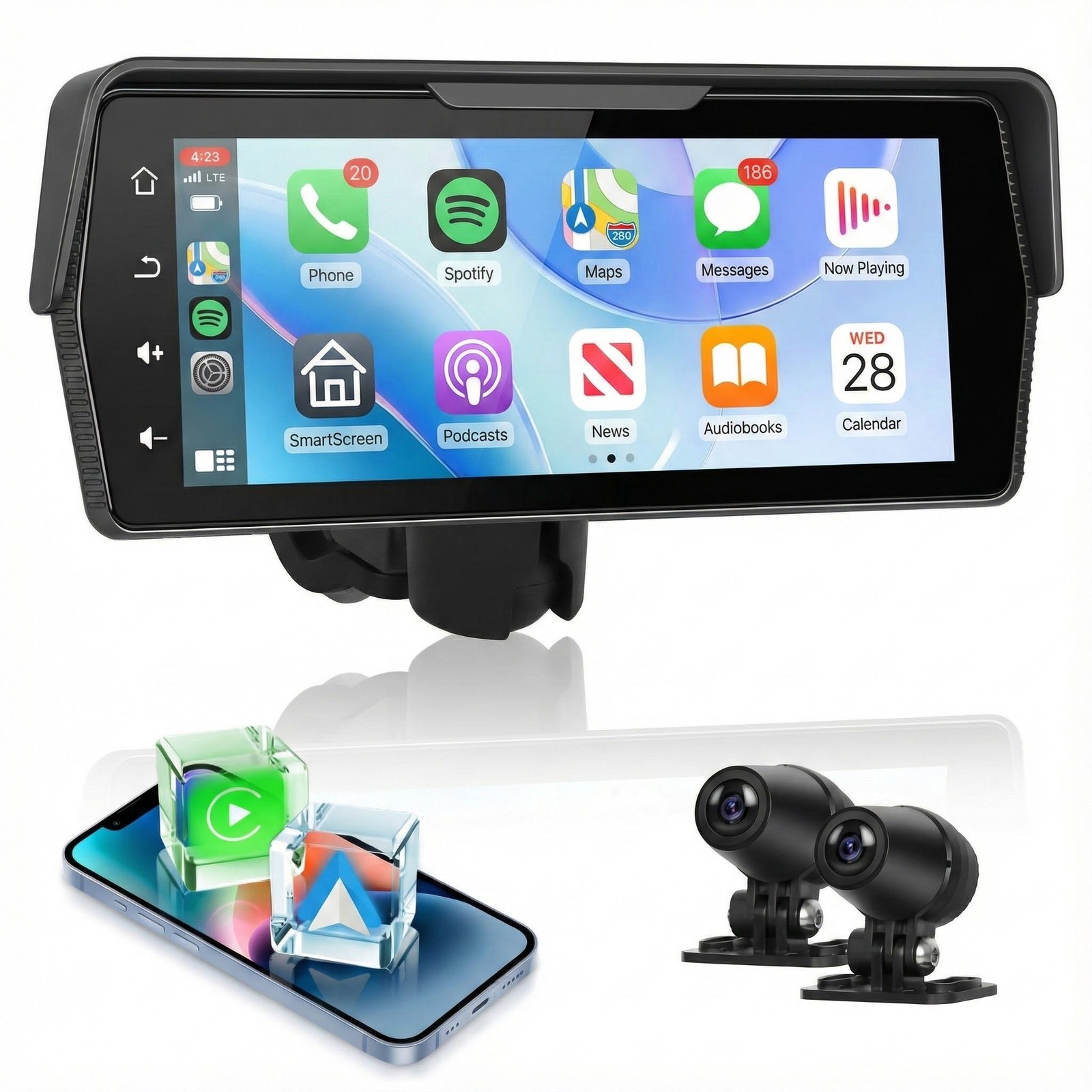 KYNNT【Dual Camera Video Recording】 6.86 Inch Motorcycle Carplay Screen…