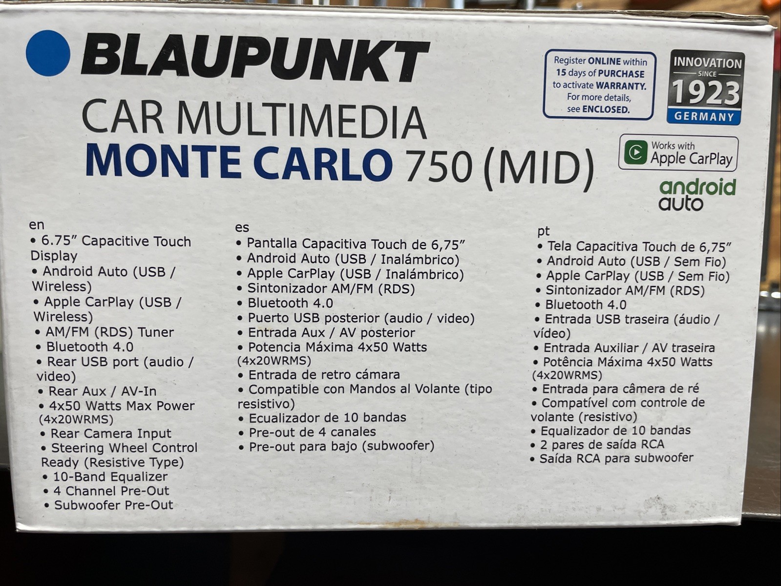 Blaupunkt Monte Carlo 750 Mid Touchscreen Receiver Apple CarPlay Android Auto