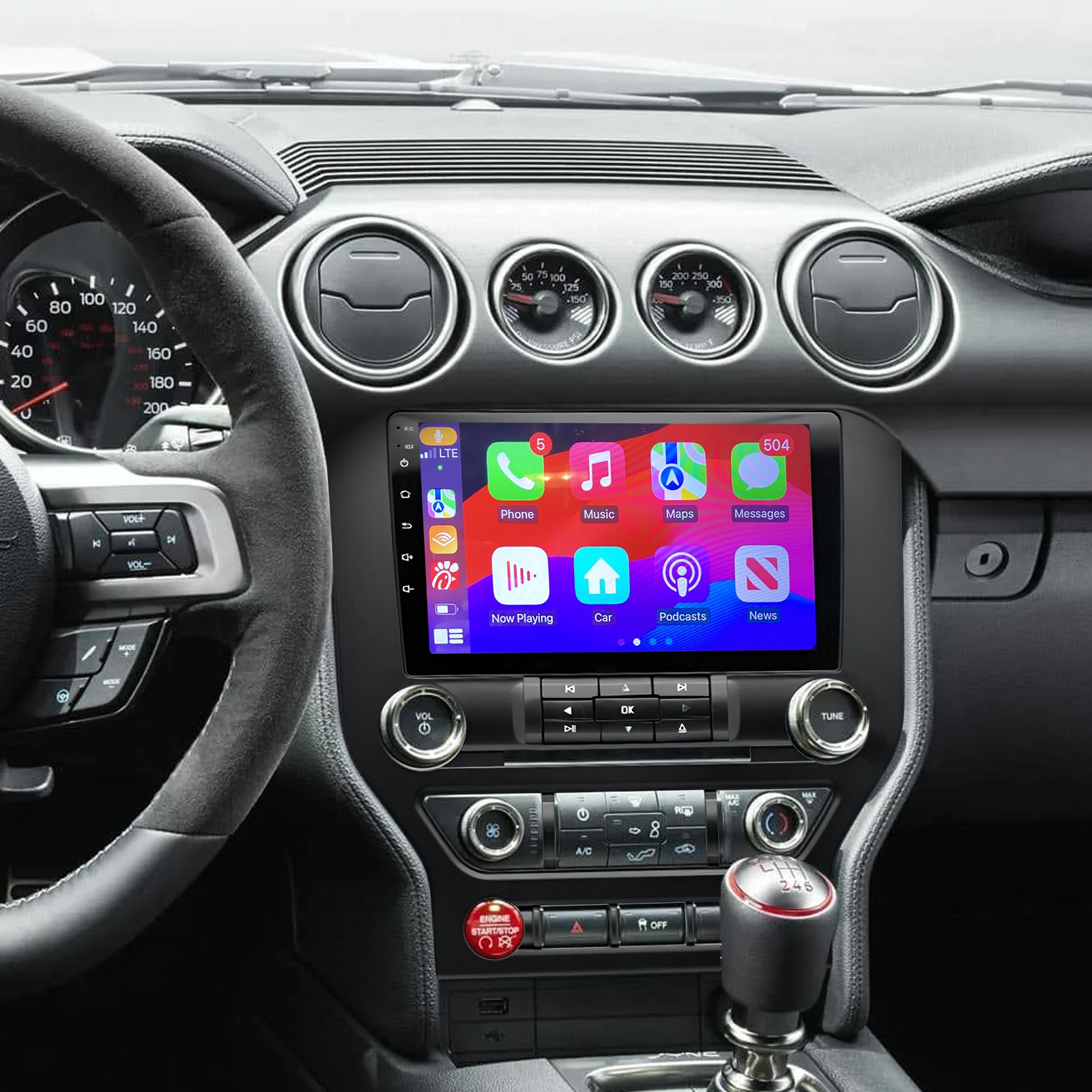 For 2015-2020 Ford Mustang Car Radio Stereo Carplay Head Unit SWC