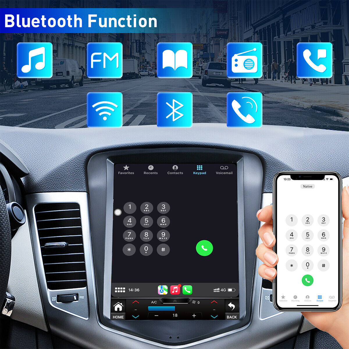 Car Apple Carplay Radio GPS Stereo w/Camera For Chevy Cruze 2009-2015 Android 12