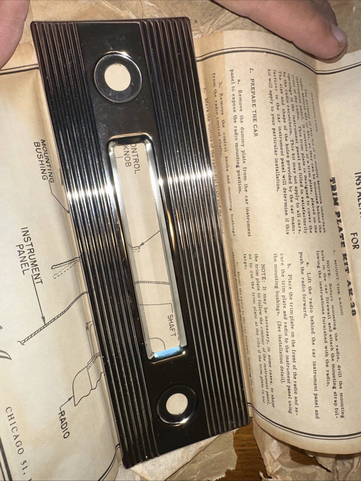 Trim Bezel Car Motorola Radio OEM NOS