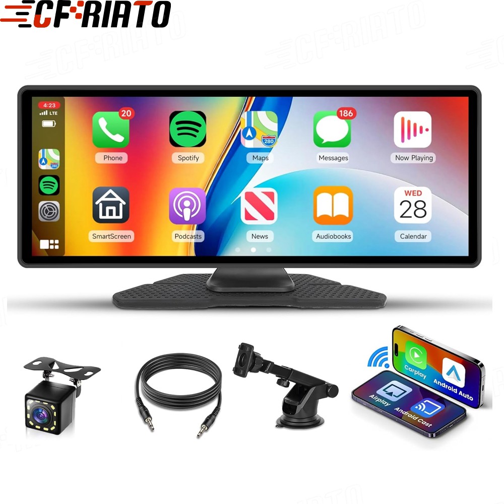 10.26″ Touch Screen Wireless Apple Carplay Portable Car Stereo Android Auto Cam