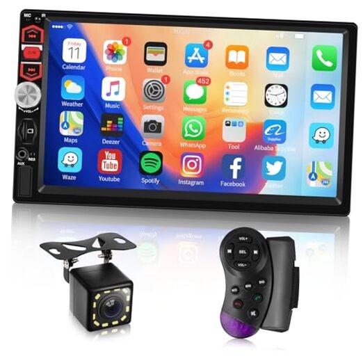 7-Inch Double Din Touch Screen Car Stereo with Bluetooth, FM Radio, Mirror Link