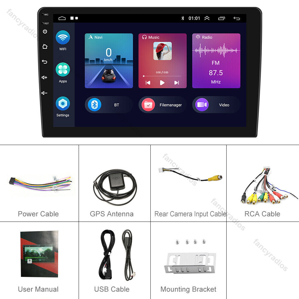 10 inch Double Din Car Stereo Radio Android 13 GPS Wifi Touch Screen MP5 Carplay