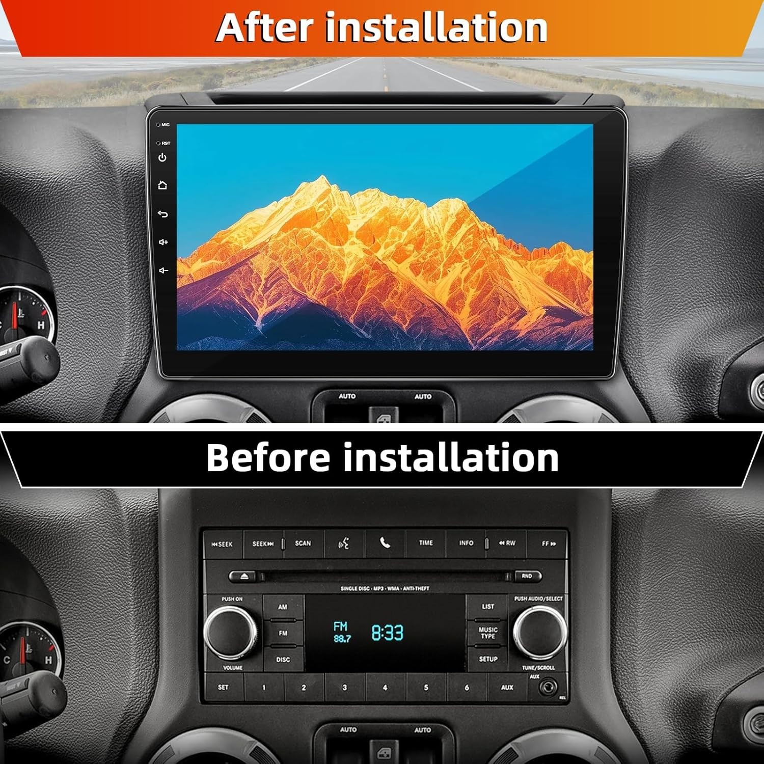 Wireless CarPlay Android Auto Stereo for Jeep Wrangler JK^