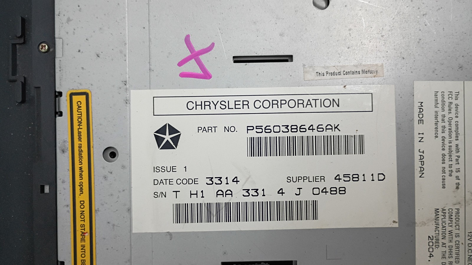 05 06 07 Chrysler 300 Dodge Ram Jeep REC Nav 6 Disc CD Radio P56038646AK PARTS#4