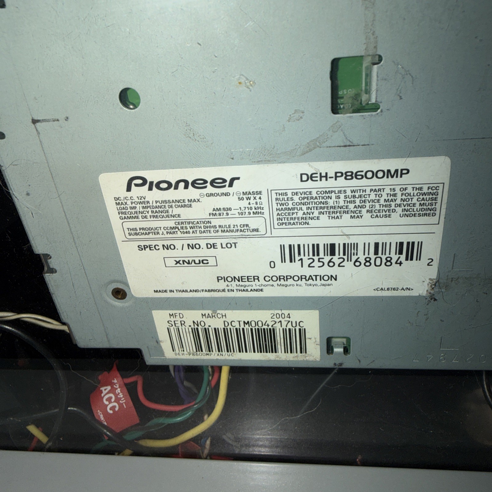 🐠🐟Pioneer DEH-P8600MP CD MP3 WMA Head Unit/stereo Bluetooth Tested Working🐟🐠