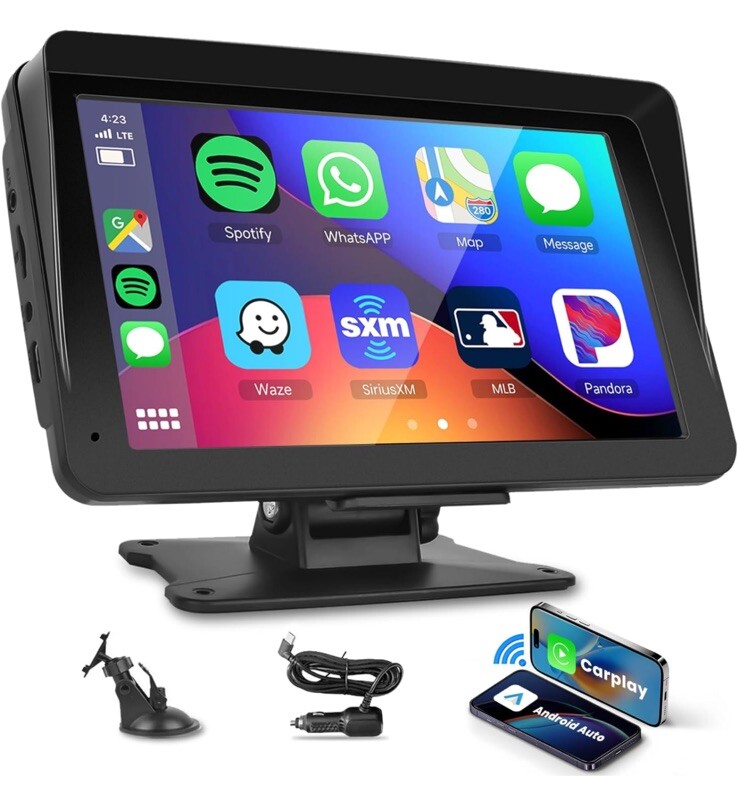 Podofo Wireless CarPlay Screen for Car, 7” HD IPS Touchscreen Portable Car…