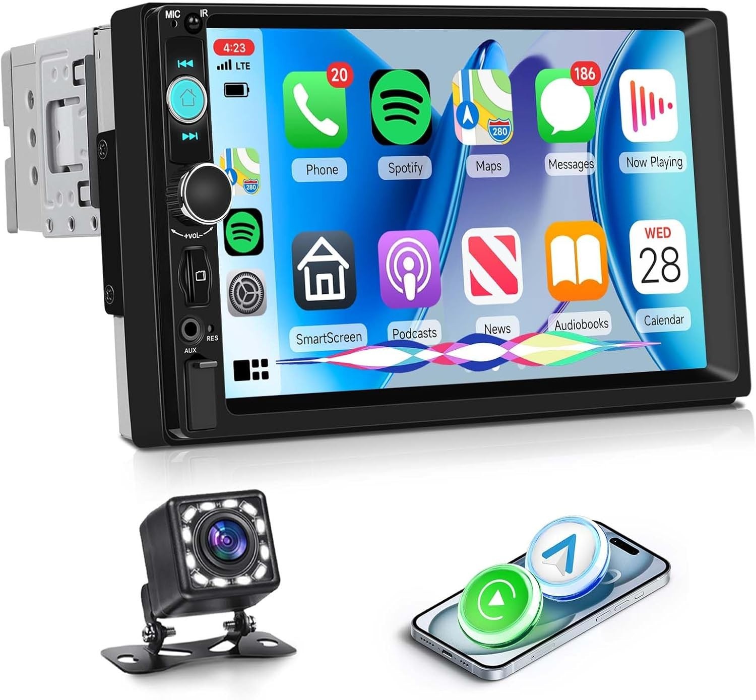 7 Inch Single Din Car Stereo MP5 Multimedia Player with Wireless Carplay Andr…