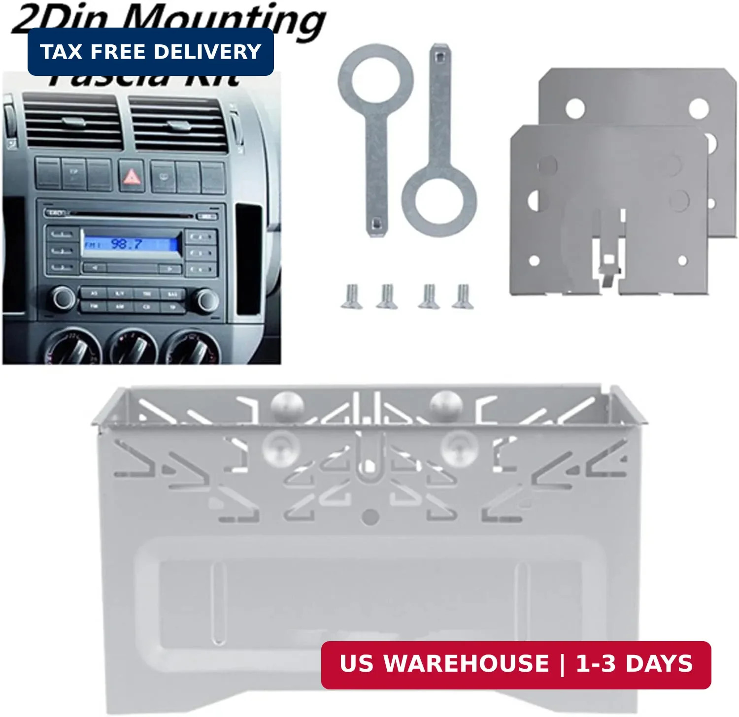 Universal Double DIN Car Stereo Cage,with Metal Frame, Car Radio Fitting Kit,for