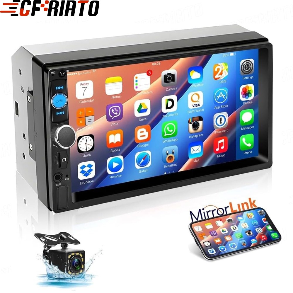 7″ 2DIN Car MP5 Player Bluetooth Touch Screen Stereo Radio Mirror Link Cam AUX