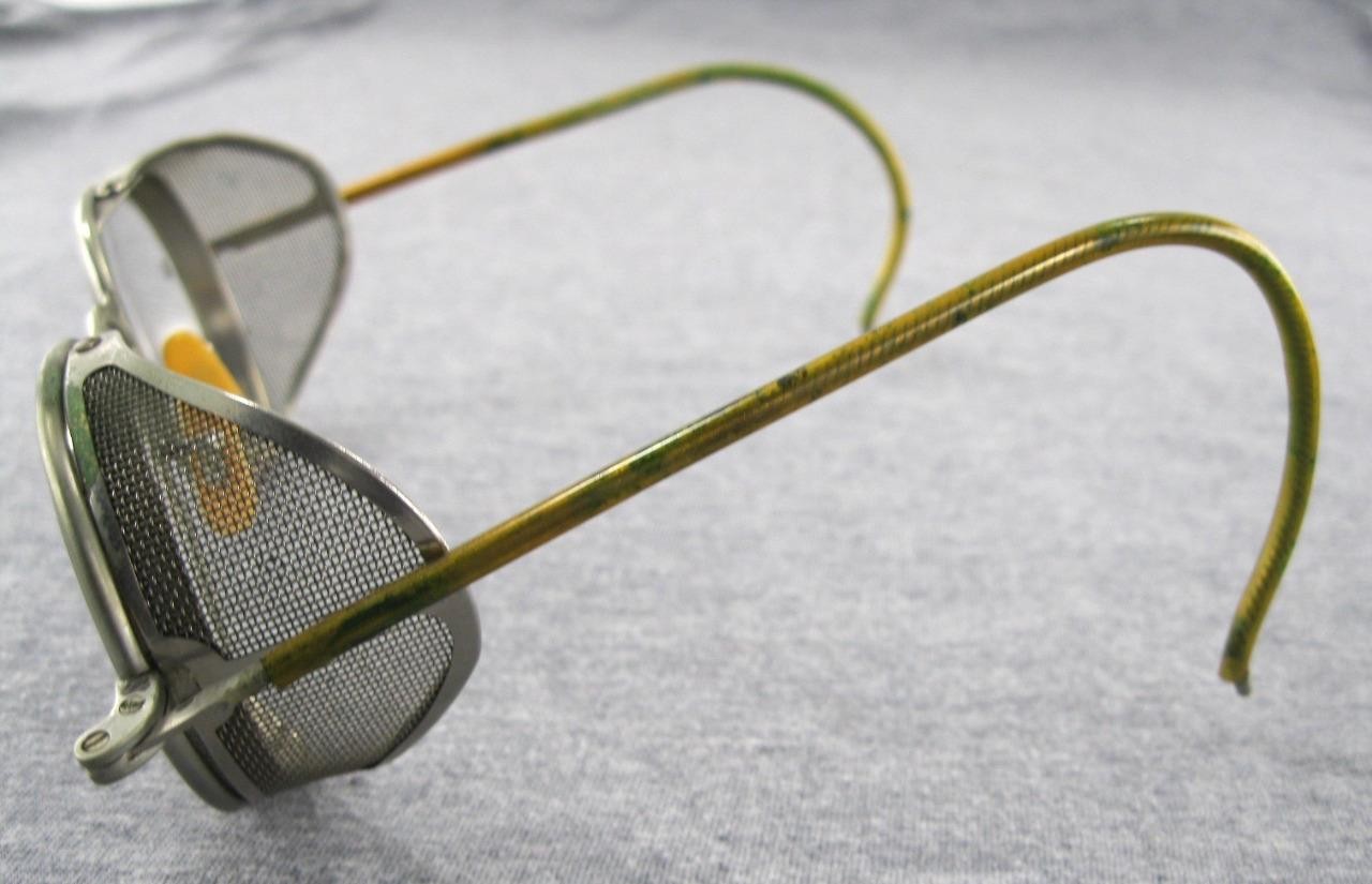 Vintage Pioneer Safety Glasses Wire Biker Motorcycle Steampunk w/ Metal Case