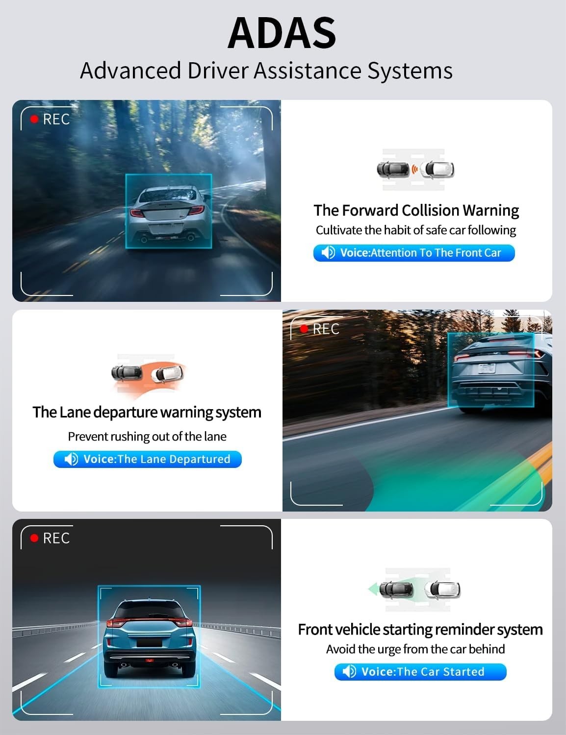9.3″ Portable Car Stereo with Adjustable 4K Dash Cam, ADAS, Wireless